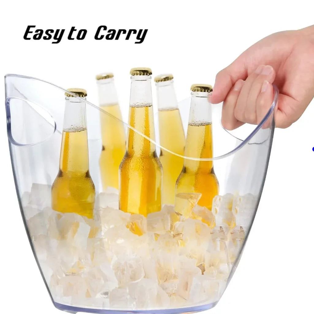 or Beverage Parties Acrylic (4 Bar for Cooling Clear Chiller L) Drinking Cocktail Bucket for Beer Ice for Tubs Bucket for Champagne Bucket