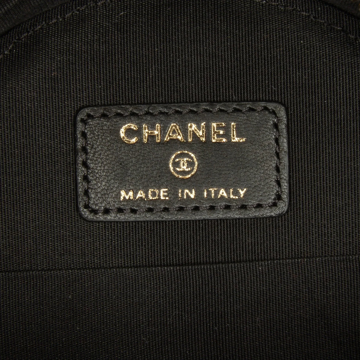 Crossbody Unisex Chanel and (Good) Black Purse with Lambskin Clutch Fabric 19 Chain Coin Round Tweed Pre-Owned Authenticated Bag