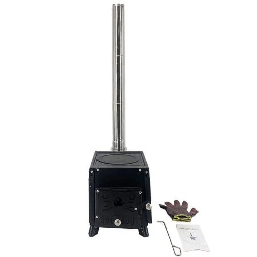 Survival Stove Heating with & Portable Chimney for Camping Wild Outdoor Pipe, ECUTEE Wood Tool Cooking