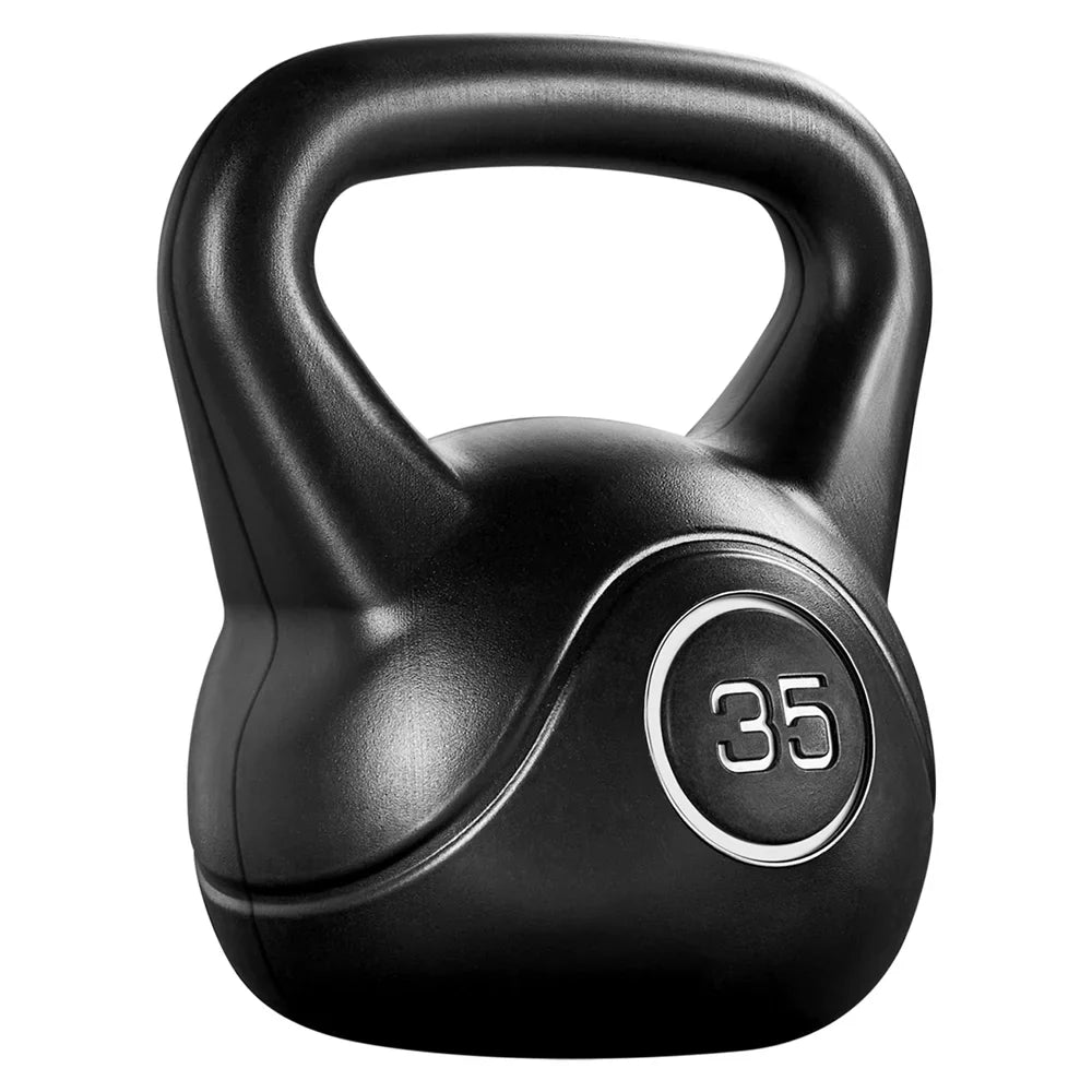Lifting, Coated Kettlebell Black, Home Weight Gym 35lbs Bodybuilding HDPE Fitness Yaheetech for