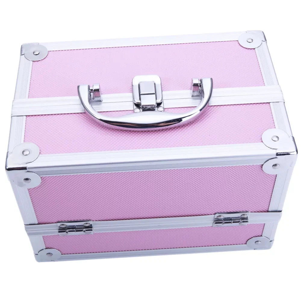 Box Bag Jewelry Storage Aluminum Mirror Lock Silver Case with Zimtown Portable Train Case Makeup Pink