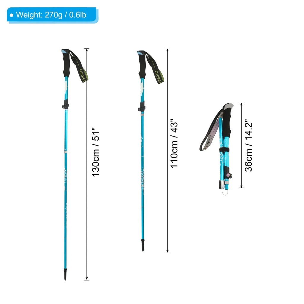 Basket, Collapsible Pole 2 Hiking Poles, Mud Pack Uxcell 51 Inch with Trekking Blue