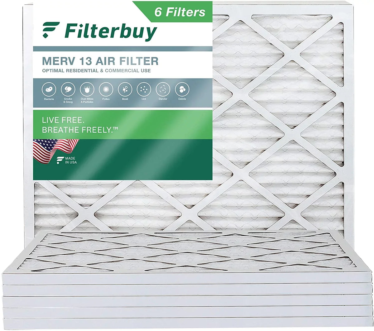 MERV AC Filterbuy Pleated HVAC 13 Furnace 14x20x1 (6-Pack) Air Filters