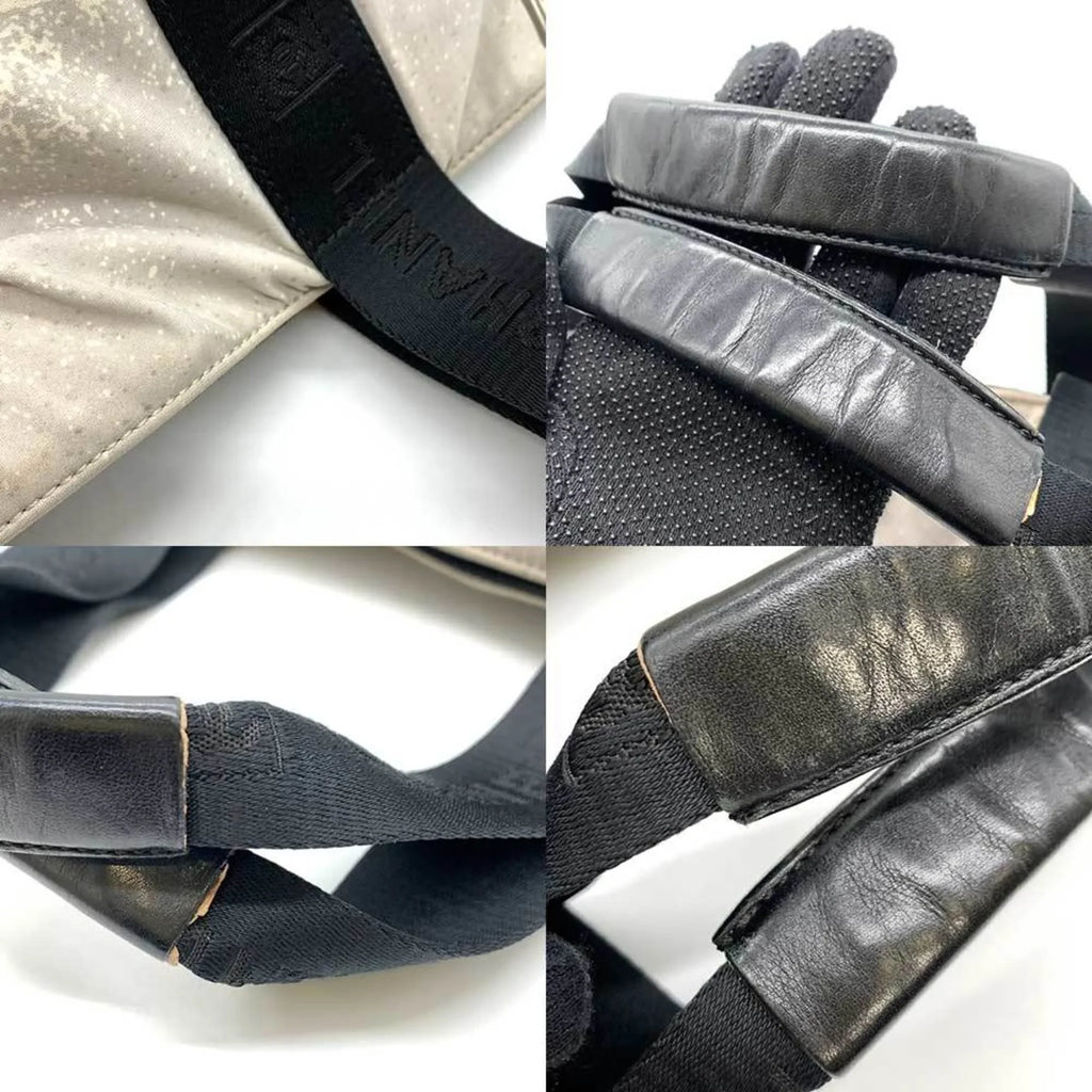 Tote Black Bag Line High Sports Ladies CHANEL Men's Canvas (Fair) Handbag Pre-Owned Pattern Gray x Summer Wave Horizontal Nylon