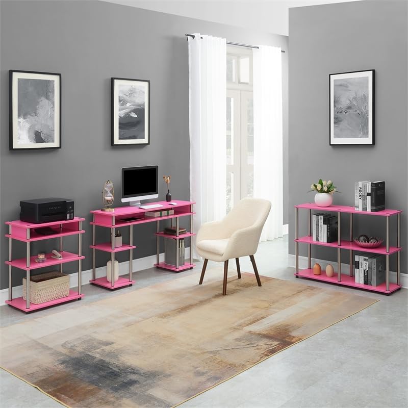 Console Finish in No-Tools Shelves Table Wood with Pink