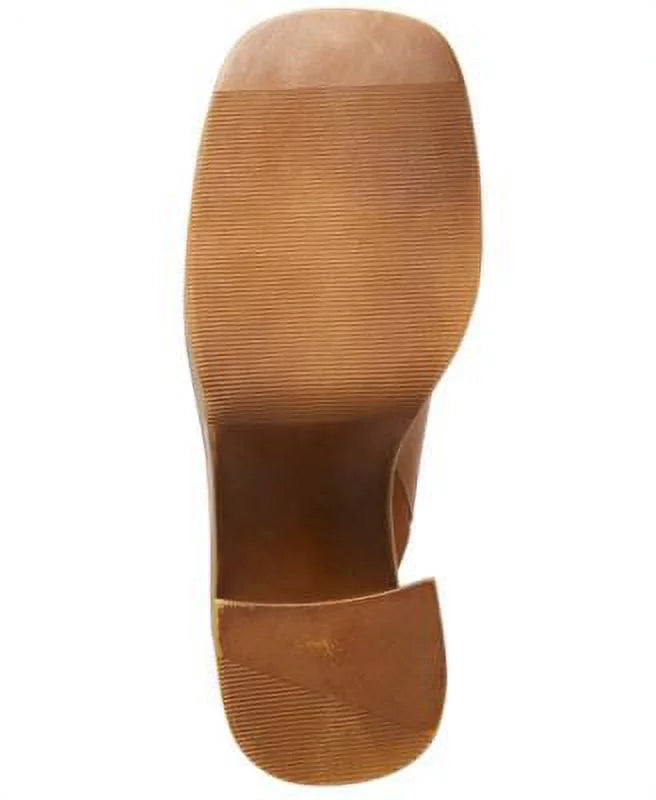 Block M Platform Clogs Flirtie Padded STEVE Goring Shoes Womens Square Leather Slip 8 MADDEN Heel Beige 1" On Toe