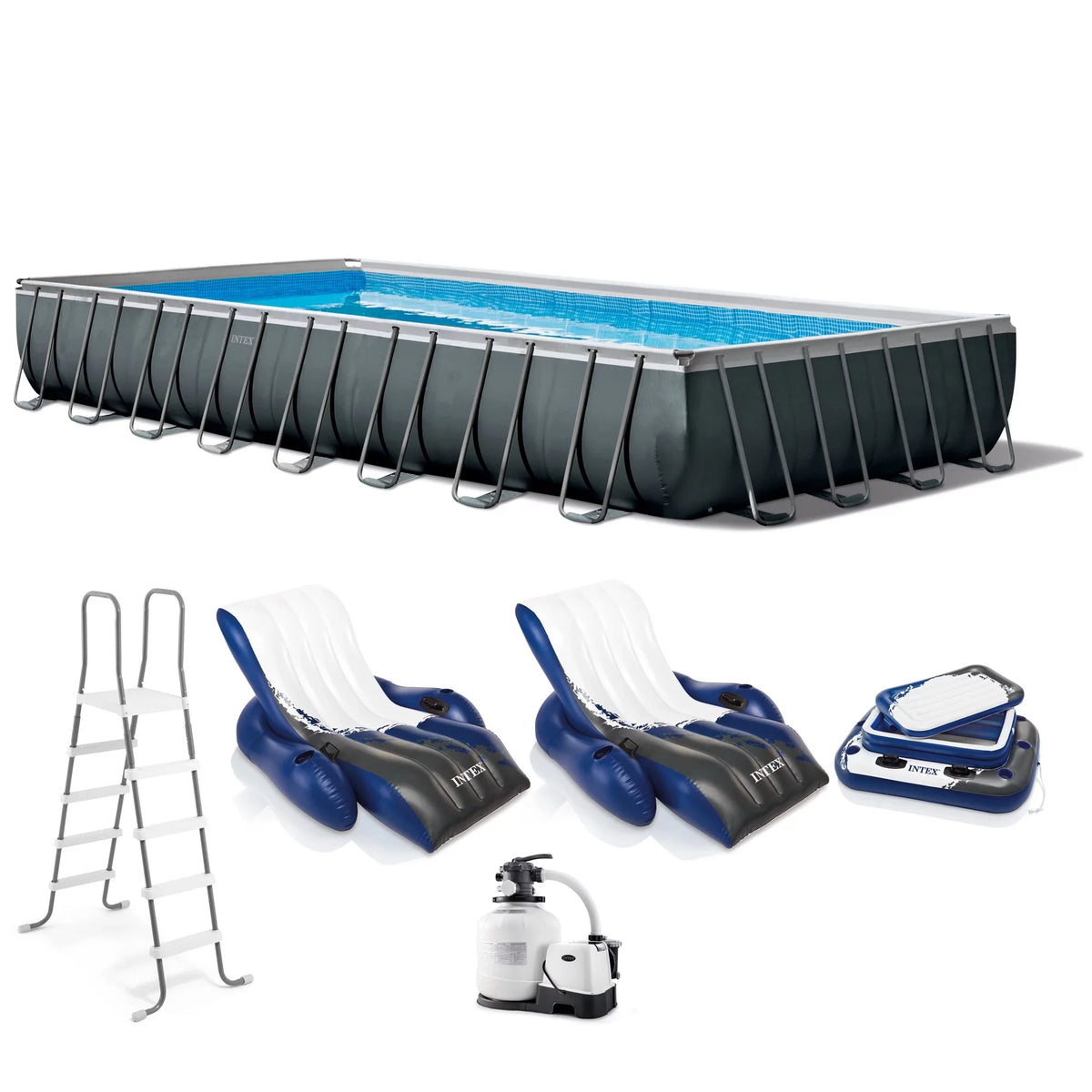 w/ Chairs & Floating Rectangular Ultra Pool 32' Cooler Intex 16' XTR x x 52" 2
