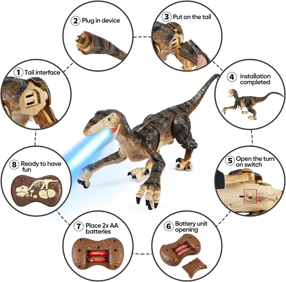up Head, Toys Shaking Kids Dinosaur Eyes, 3-12 Sounds, Control for Years Dinosaur Light Toy Walking Gift Roaring 3D Remote Age with