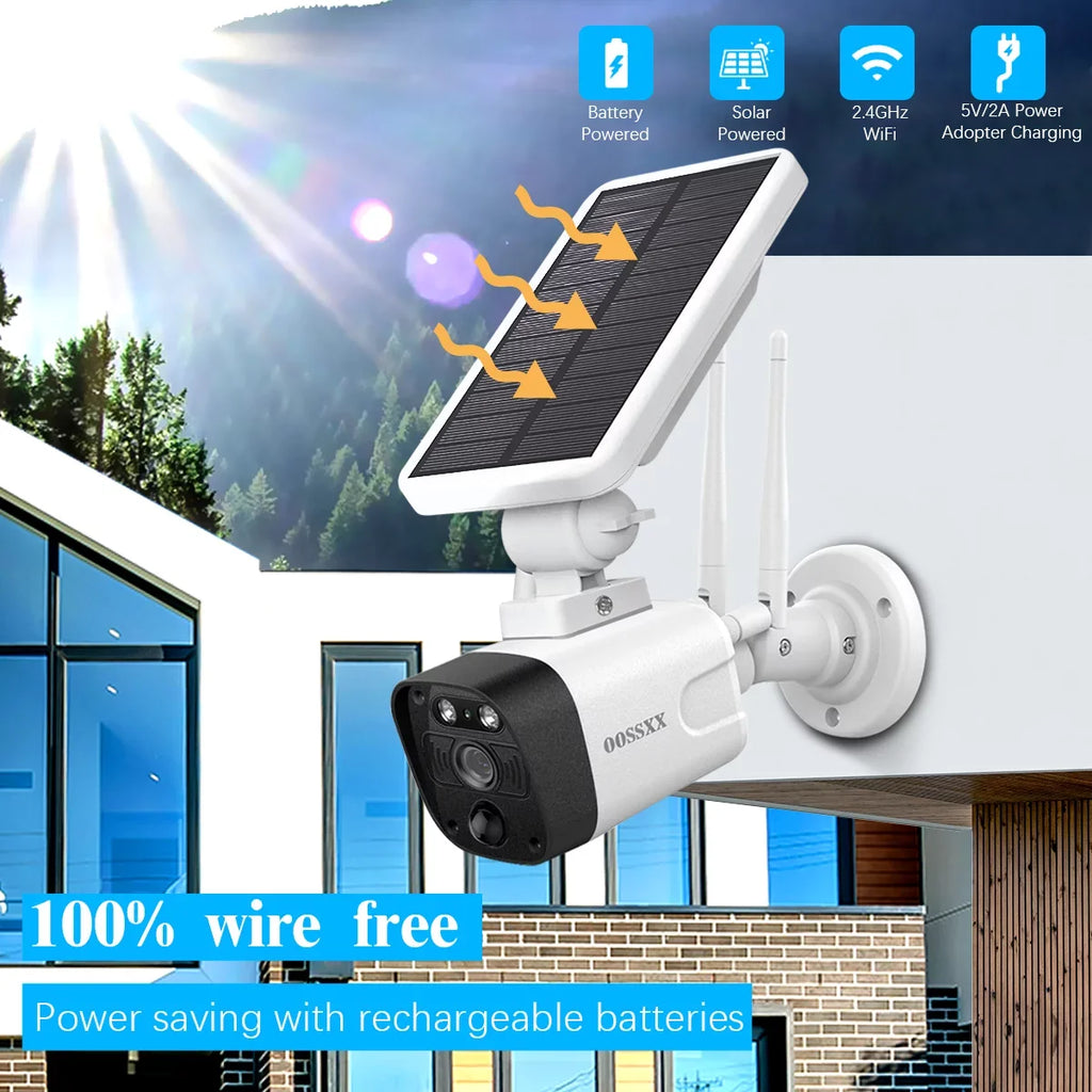 Camera 1TB OOSSXX Solar Surveillance Outdoor,Dual Antennas Cameras Hard with Drive System Wireless Security