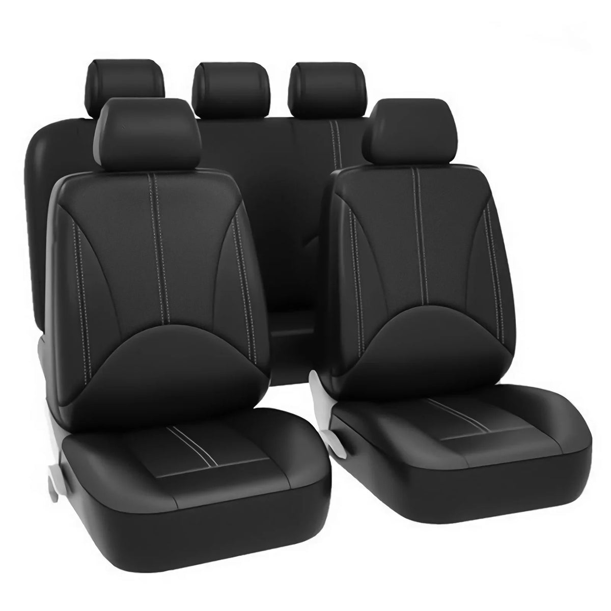 5 Van Seat Auto SUV 9Pcs Luxury Universal Four Car Seats, Seasons Covers Leather Truck Pad Waterproof for PU Black