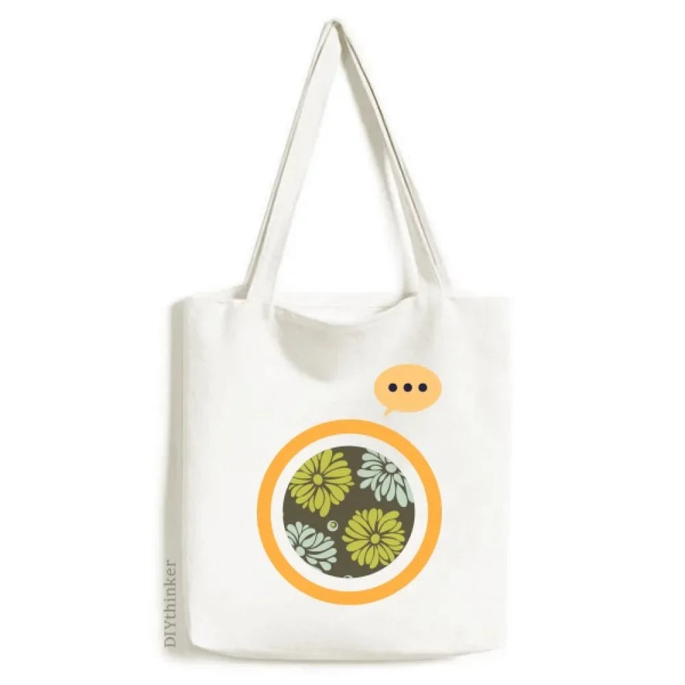 Tote Expression Flower Chrysanthemum Canvas Yellow Bag Flower Shoulder Sack
