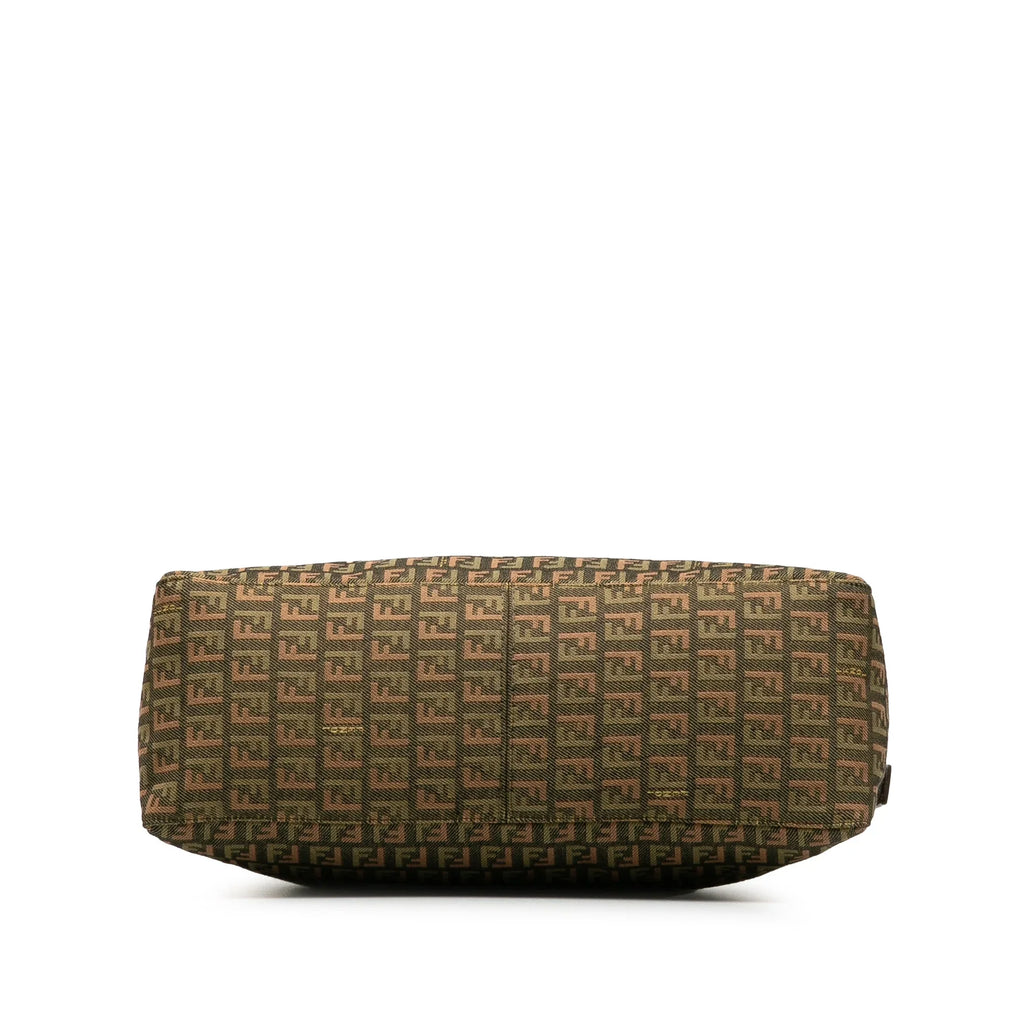 Green Braided Pre-Owned Fendi (Good) Zucchino Authenticated Tote Fabric Bag Tote Roll Unisex Canvas