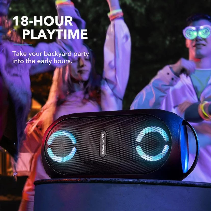 PartyCast 18-Hour | A3390Z12 80W Soundcore Waterproof Anker- | IPX7 | | Rave Portable by Speaker Playtime Black |