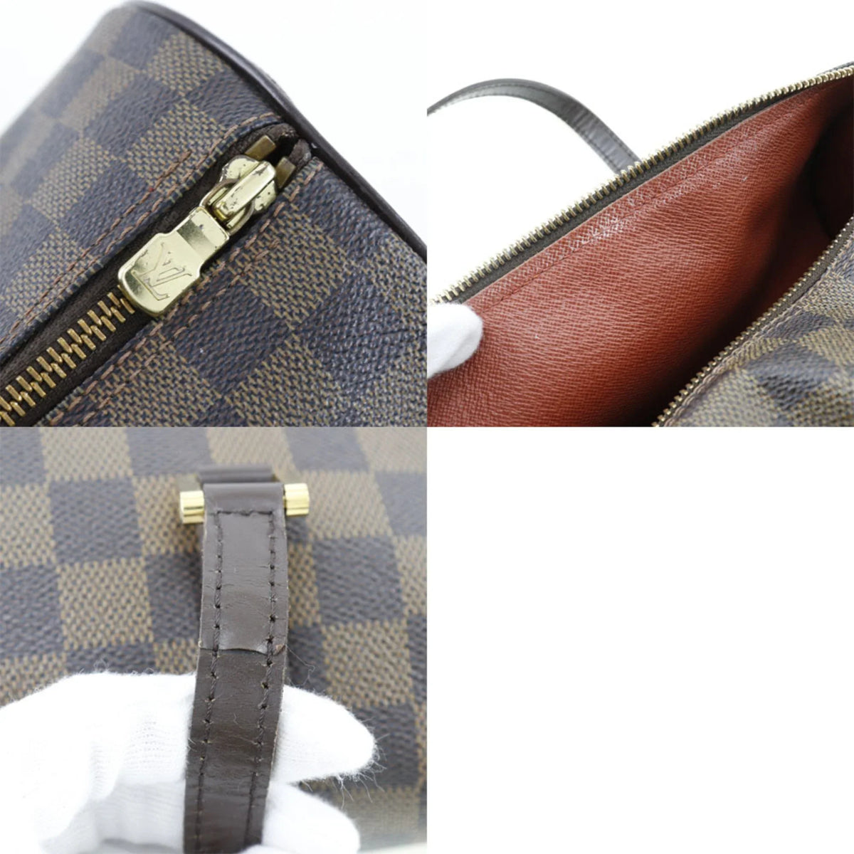 Brown Papillon LOUIS Ladies Pre-Owned VUITTON Canvas Handbag Damier Vuitton PM DU0094 Louis (Good)