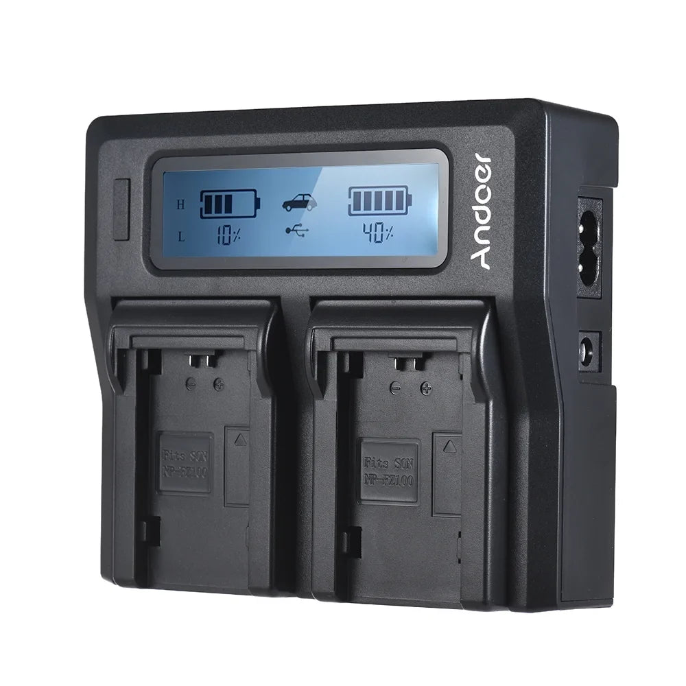 Dual NP-FZ100 LCD Camera A7RIII for Andoer Replacement A7III A9 A7SIII Channel Sony Battery
