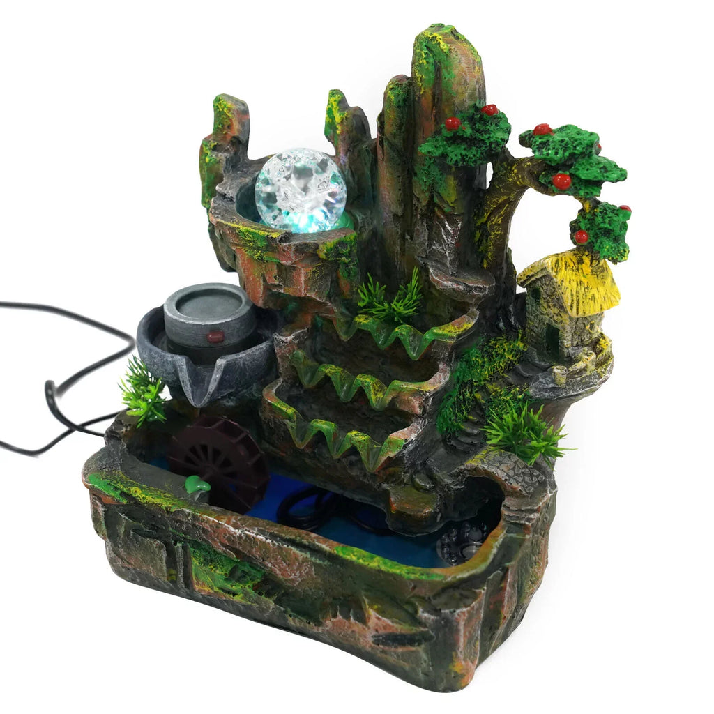 Decoration Light With Atomizer ZhdnBhnos Tabletop Fountain Office Home Led Fengshui Waterfall Indoor Rockery &
