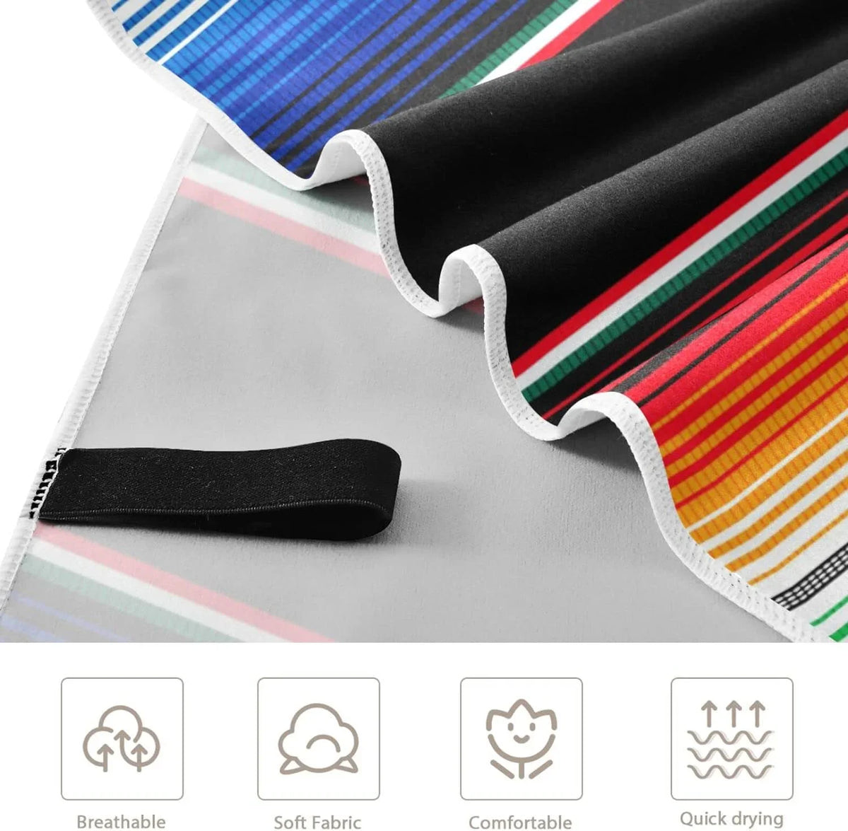 Beach Blanket, Mexican Serape Towel Dry Stripes Oversized Towel Towel, Bestwell Swim Thin Multipurpose Yoga Free 30”X60” Blanket Shower Pool Towel Lightweight Sand Microfiber Quick Bath