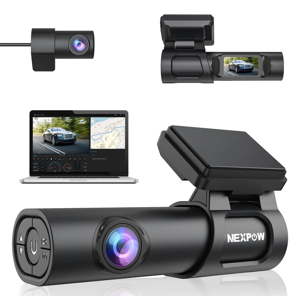 Dash Max IPS Parking Built-in Capacitor, 24H Cam Angle, Screen, Wide 128GB WDR, GPS, with Camera Mode, NEXPOW 170° Dash Vision, 4K Car Support Super and Night Rear Front Cam, with 1.47"