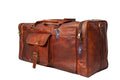 Duffle Square Handmade Leather Bag. Travel Brown Weekender