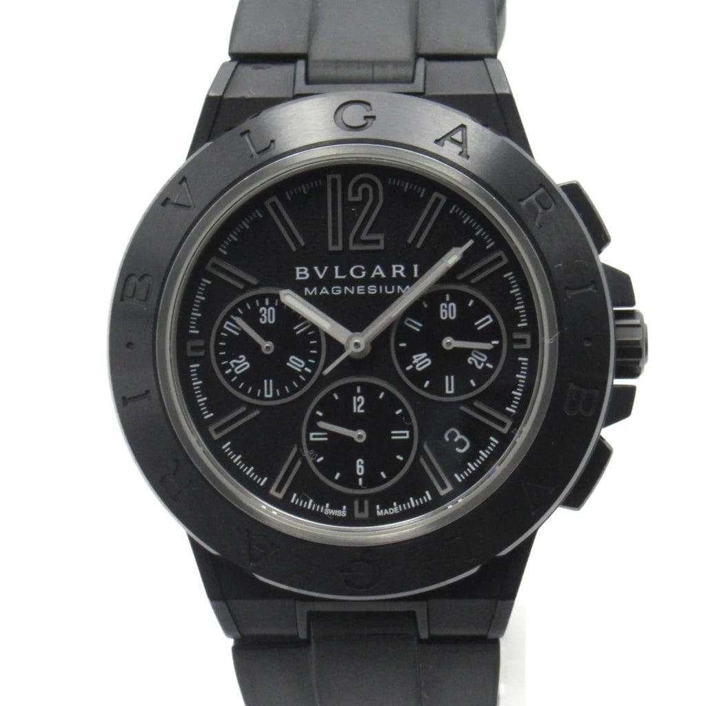 DG42SMCCH (Good) Rubber BVLGARI Wrist DG42SMCCH mag Diagono Watch watch Automatic Mechanical Pre-Owned belt Magnesium Chrono Watch Black Wrist