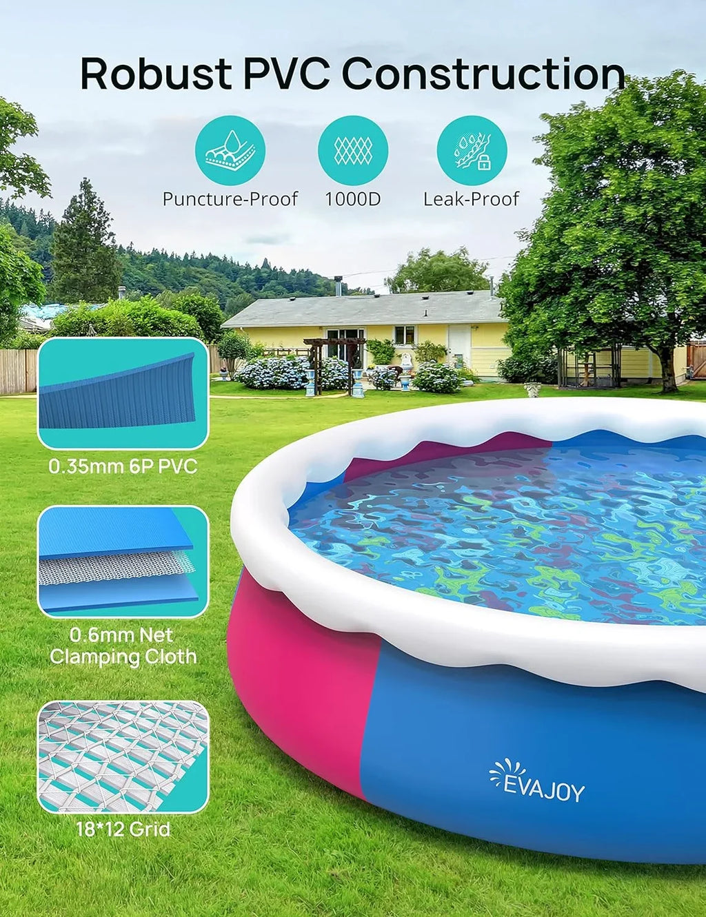 Track Cover, *35in Ground Pump, and Pool 7 Include Cloth Swimming Filter Inflatable Blue 15ft
