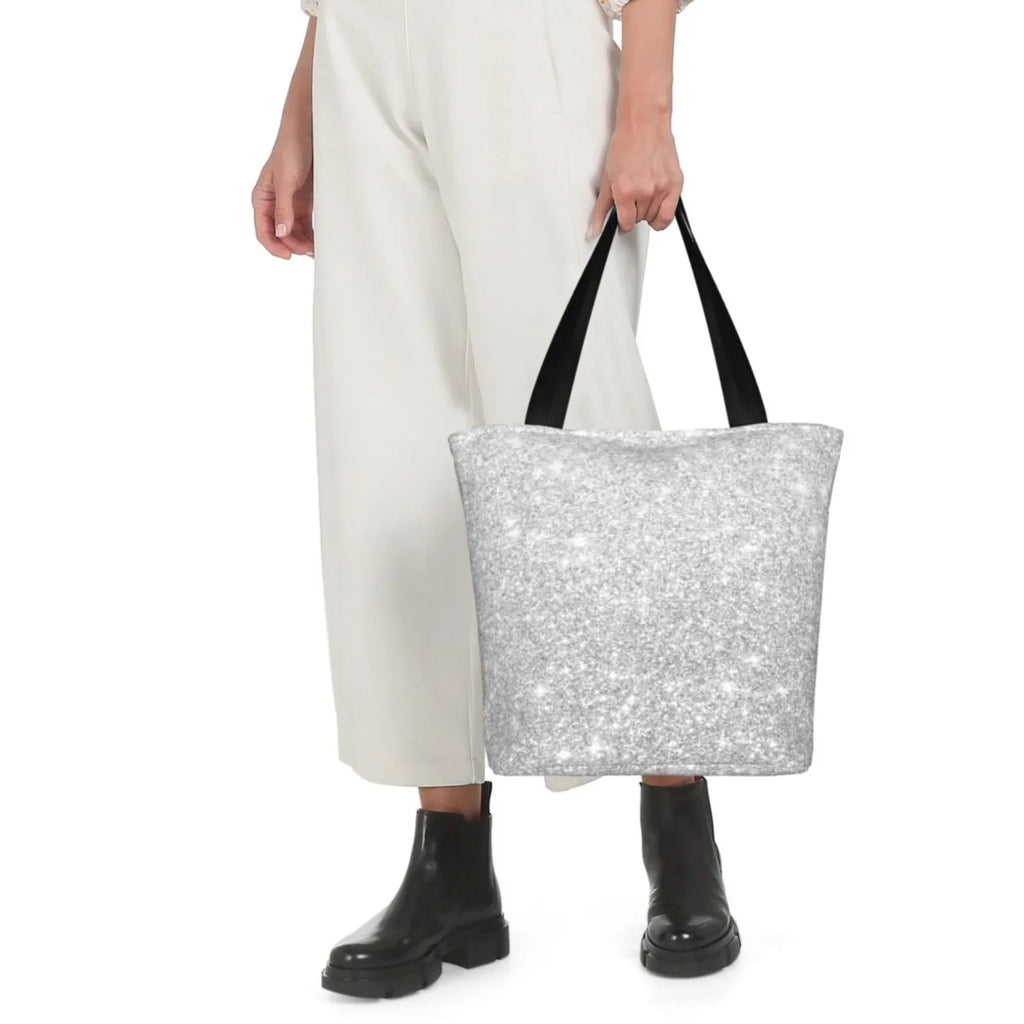 Women Glitter Ladies Bag Casual Bingfone Silver Bags Shopping Tote Handbag Shoulder