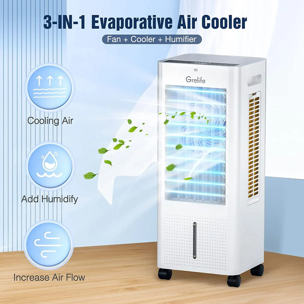 Cooler Home Swamp Speeds, Portable Tank, 3 Cooler, Modes, Water 3-IN-1 4 with Air Cooling Ice Fan Timer, Cooler Remote 1.58Gal for Office 12H Air LIANMEI 3 Personal Bedroom Control, Packs, Evaporative