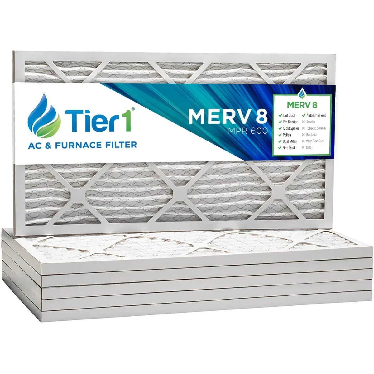 Air/ 8 Furnace 6 Tier1 Merv 16x25x1 Pack - Pleated Filter
