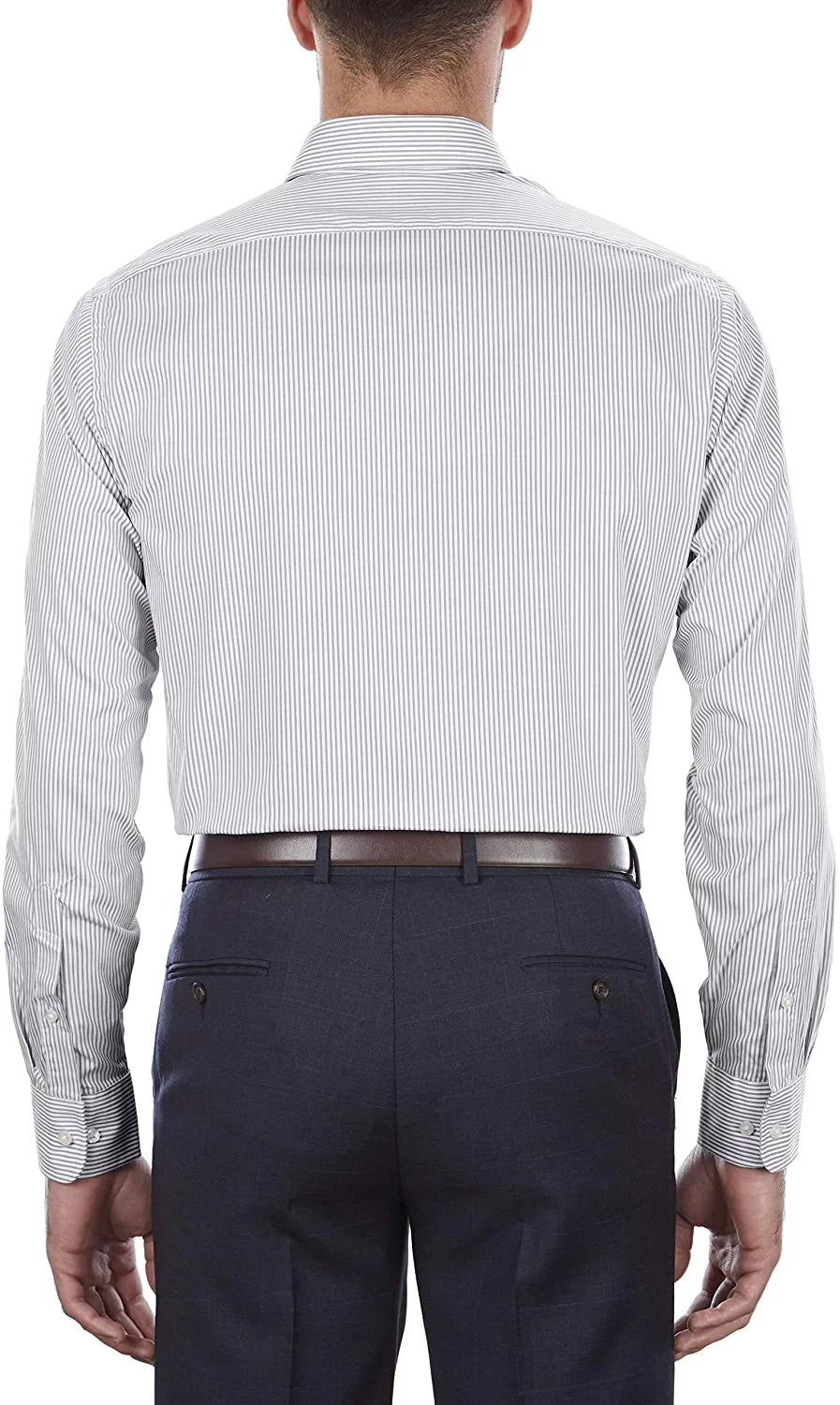 Stripe Van Regular Dress 34-35 Neck Shirt Heusen 16.5 Sleeve Iced Pinpoint Fit Mens Grey