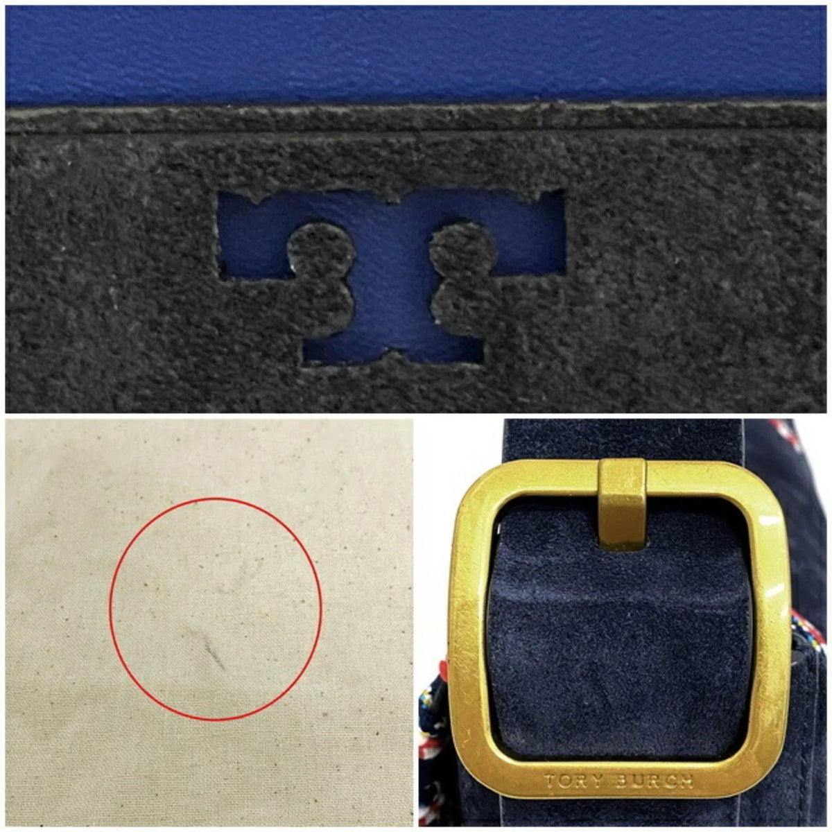 One BURCH Flap Tory Bag Burch Pre-Owned 10005608 Suede Leather Ladies 01-17 Navy Multicolor Shoulder TORY (Good)