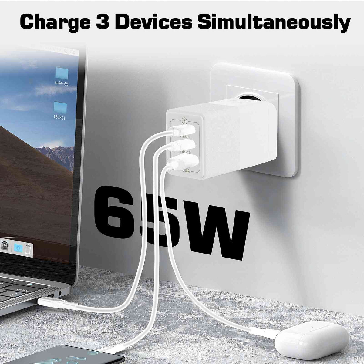 Travel 2/One A9/One 3 Compatible with Galaxy, M9/Desire Dual USB-C HTC Samsung USB iPhone, Remix, Ports High-Speed & MacBook 65W UrbanX Pixel, Charging One Charger Fast with Eye/Butterfly Google