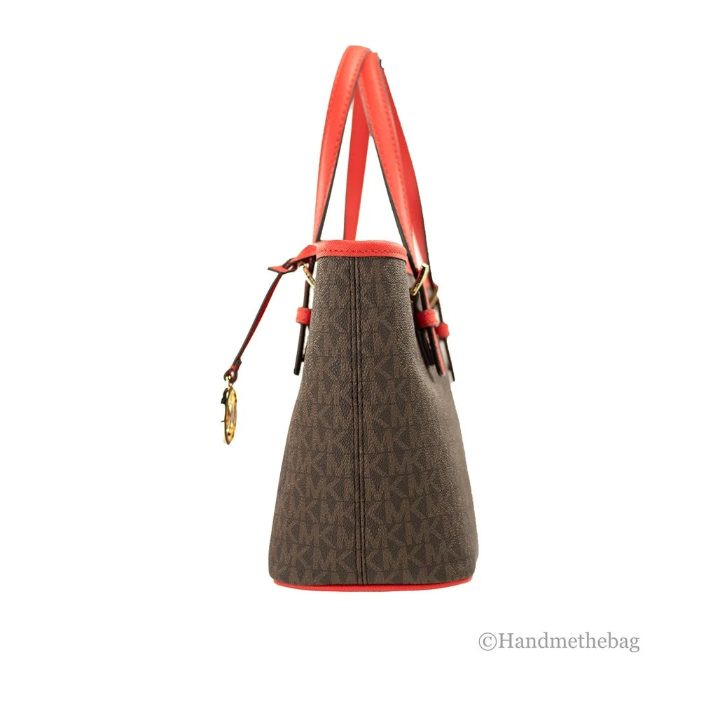 Michael Tote Sangria) Logo (Dark Travel Jet Kors Top-Zip Bag Extra-Small Set