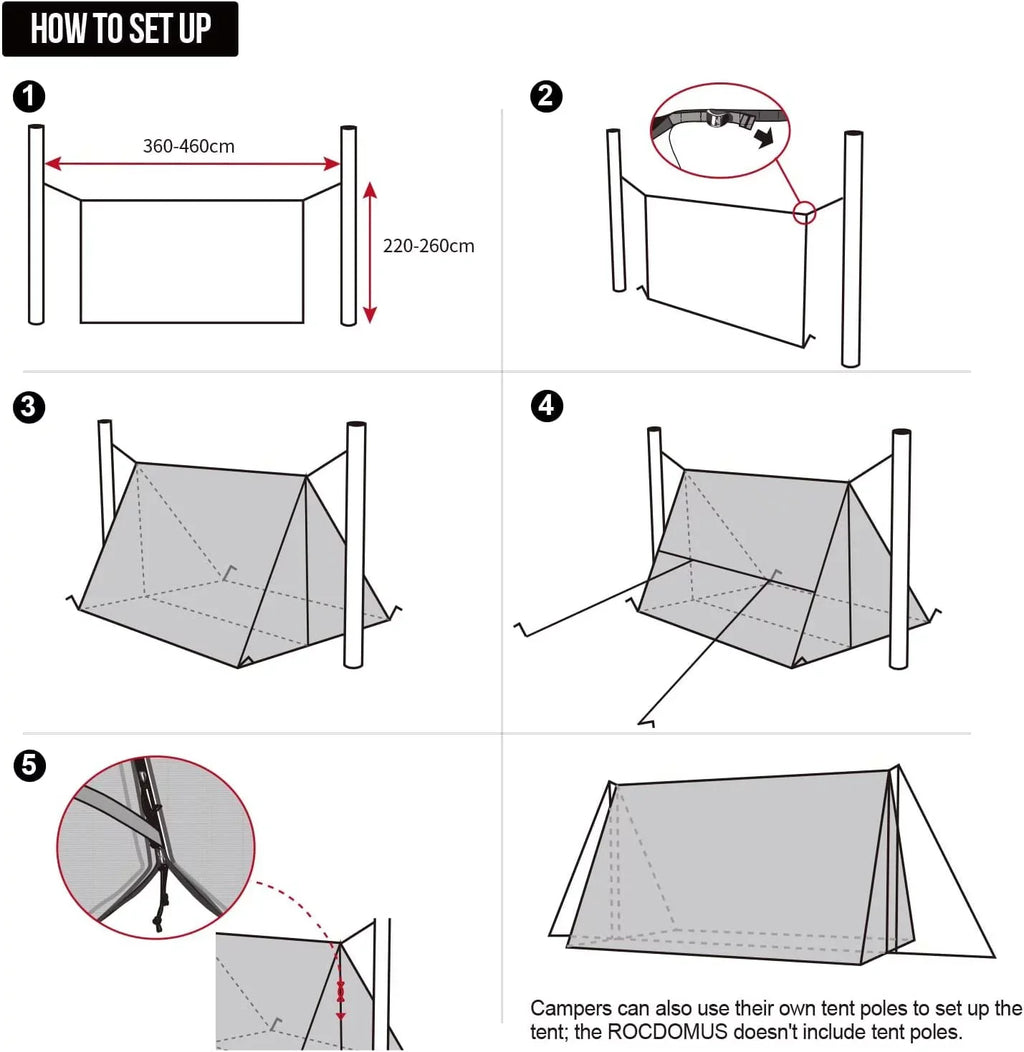 Bag, with for with Hammock Zippered Camping PU3000mm Tent YUNWEN Hot Versatile Tent Jack, Stove 4 Waterproof Season Stove Tarp Tent Lightweight ROCDOMUS