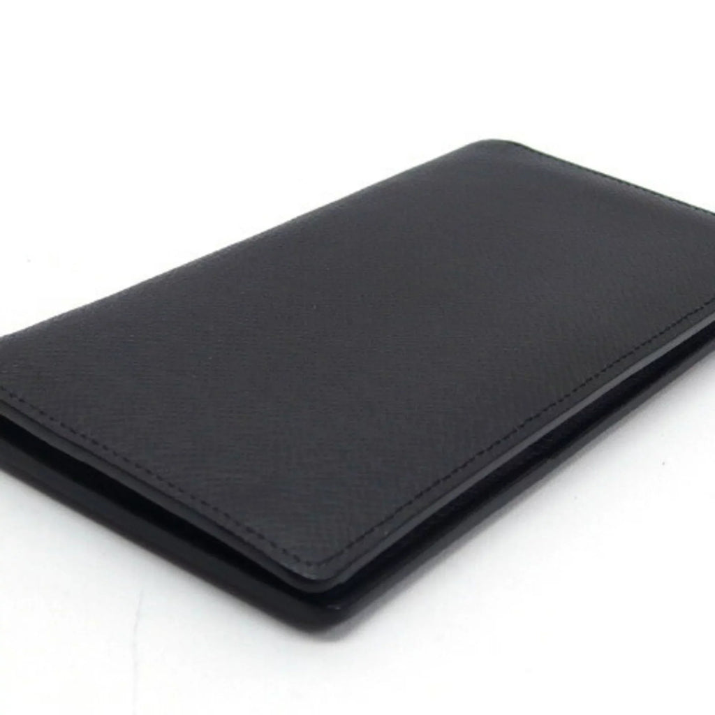 Wallet Black Louis Pre-Owned Billfold Taiga Vuitton (Good) Long Bifold