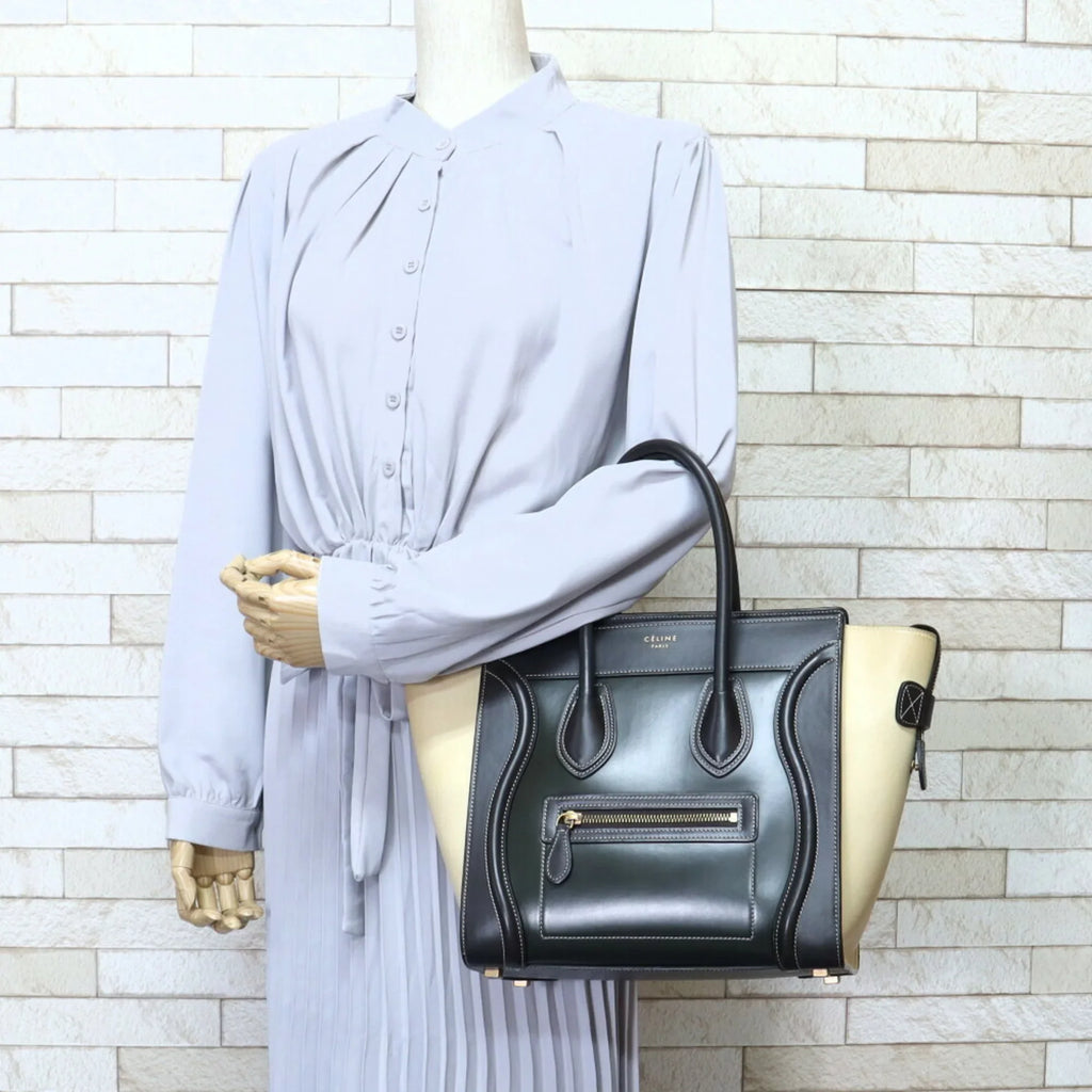 (Good) CELINE Ladies Shopper Luggage Pre-Owned Micro Handbag Calf Celine