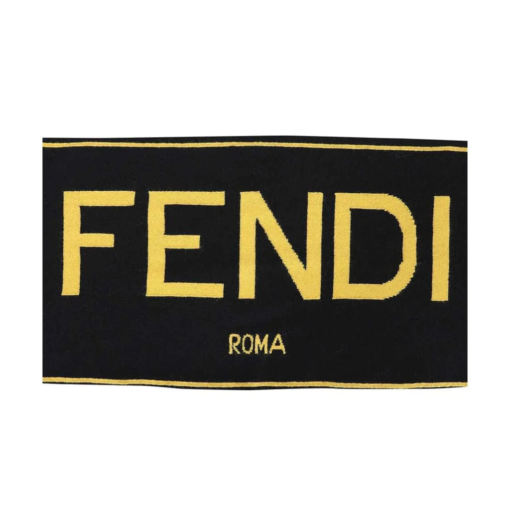 Scarf Black Roma Cashmere Logo Knitted Yellow & FXS124 Wool Fendi