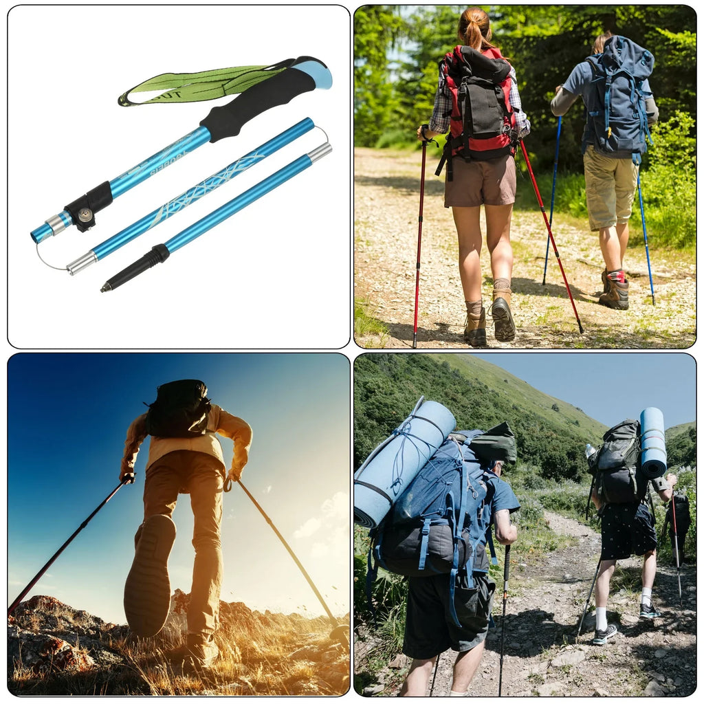 Basket, Collapsible Pole 2 Hiking Poles, Mud Pack Uxcell 51 Inch with Trekking Blue