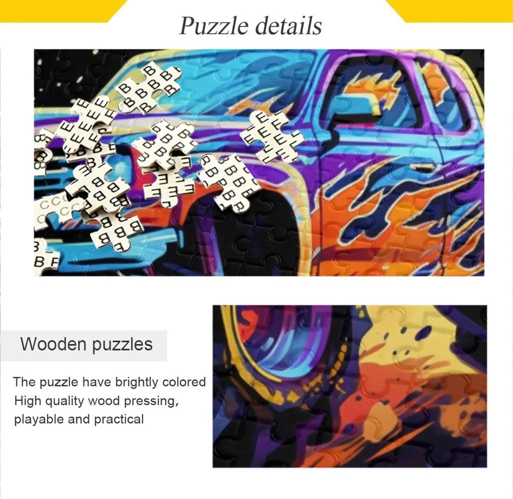 Brain for Wood for Monster Friends Parents Jigsaw Material Gift Neon Fun Paper with Puzzle Game Challenging Kids Bag, Adults, Composite PCS Family Storage Exercise Zigsaw Truck 500 Puzzle,