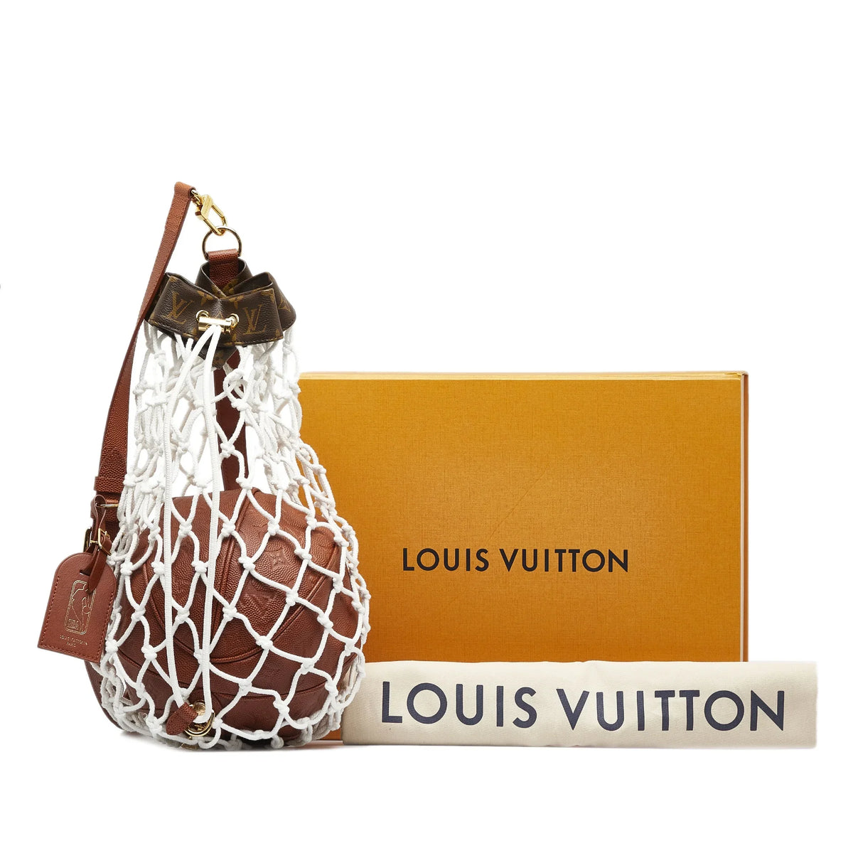 Bag Vuitton Calf Authenticated Unisex Ball Brown Louis Bag Basket (Like LV Pre-Owned New) In Leather NBA Crossbody X