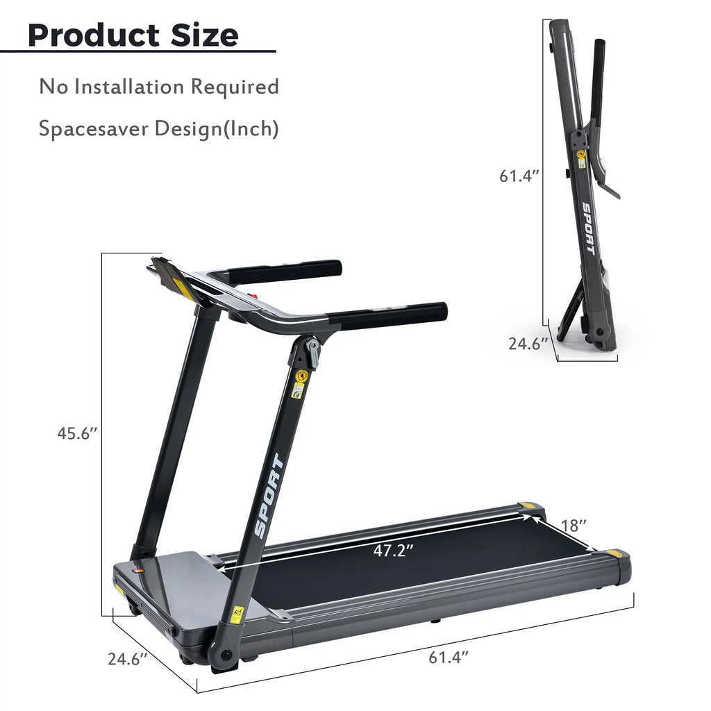 for Gym Compact Machine Workout Treadmill Folding Walking,Electric 14KM/H 3.5HP Foldable Motorised Gym Home Fitness Treadmill Medium Running 330lbs；Portable Jogging Motorized Electric Dcenta