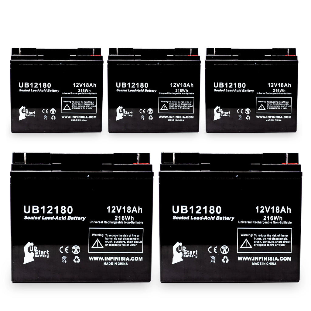 Compatible Pack GPS2K12061 18Ah, Replacement T4 18000mAh, (12V, - Universal - 5x AGM, Lead Sealed Acid Battery Power General Terminal, Battery UB12180 SLA)