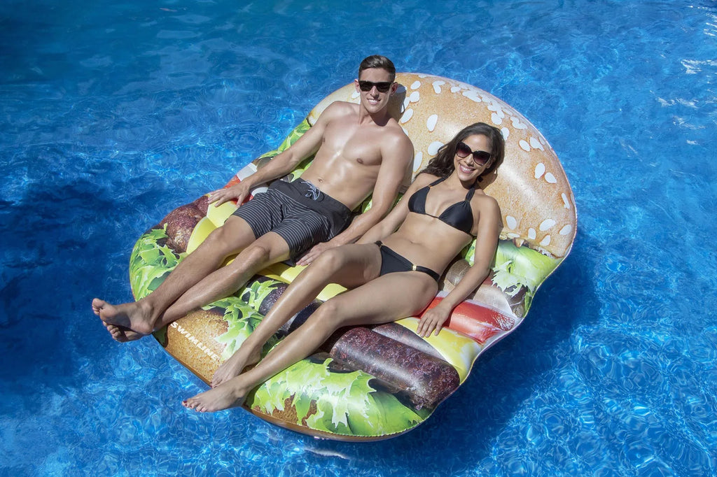 Pool Deluxe 60-Inch Inflatable Float Cheeseburger Swimming Brown Island