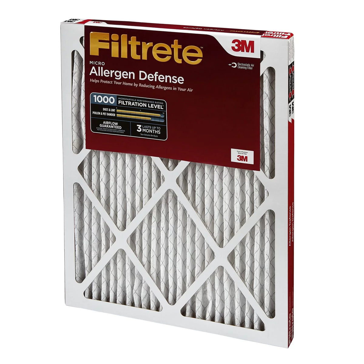 Furnace Air 16x25x1, 1000, AC 2-Pack Micro Filtrate Filter, Allergen MPR Defense,