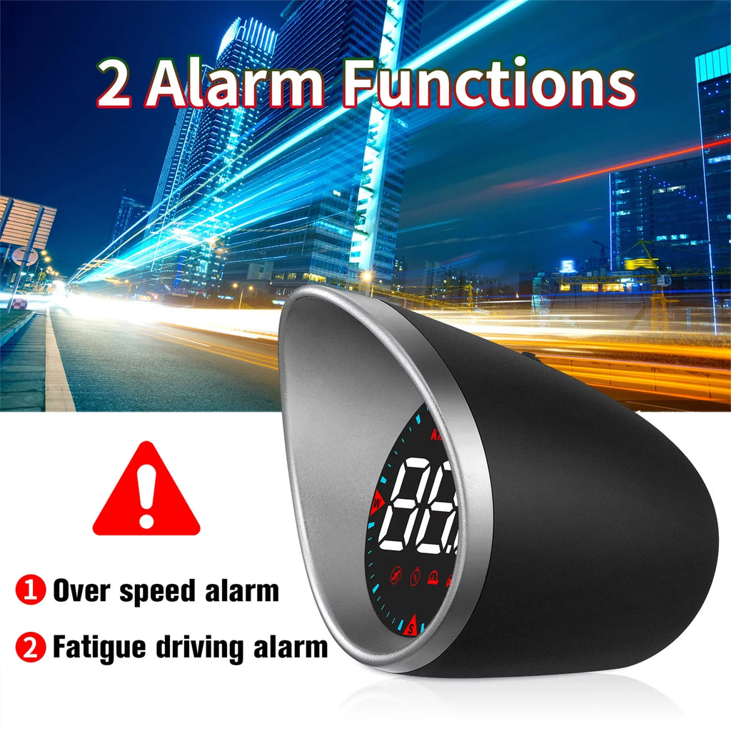 Digital Alarm, - Car Display Overspeed Speedometer Fatigue with Mileage Driving Driving Angle, Head-Up Alarm Compass (HUD) Display, and