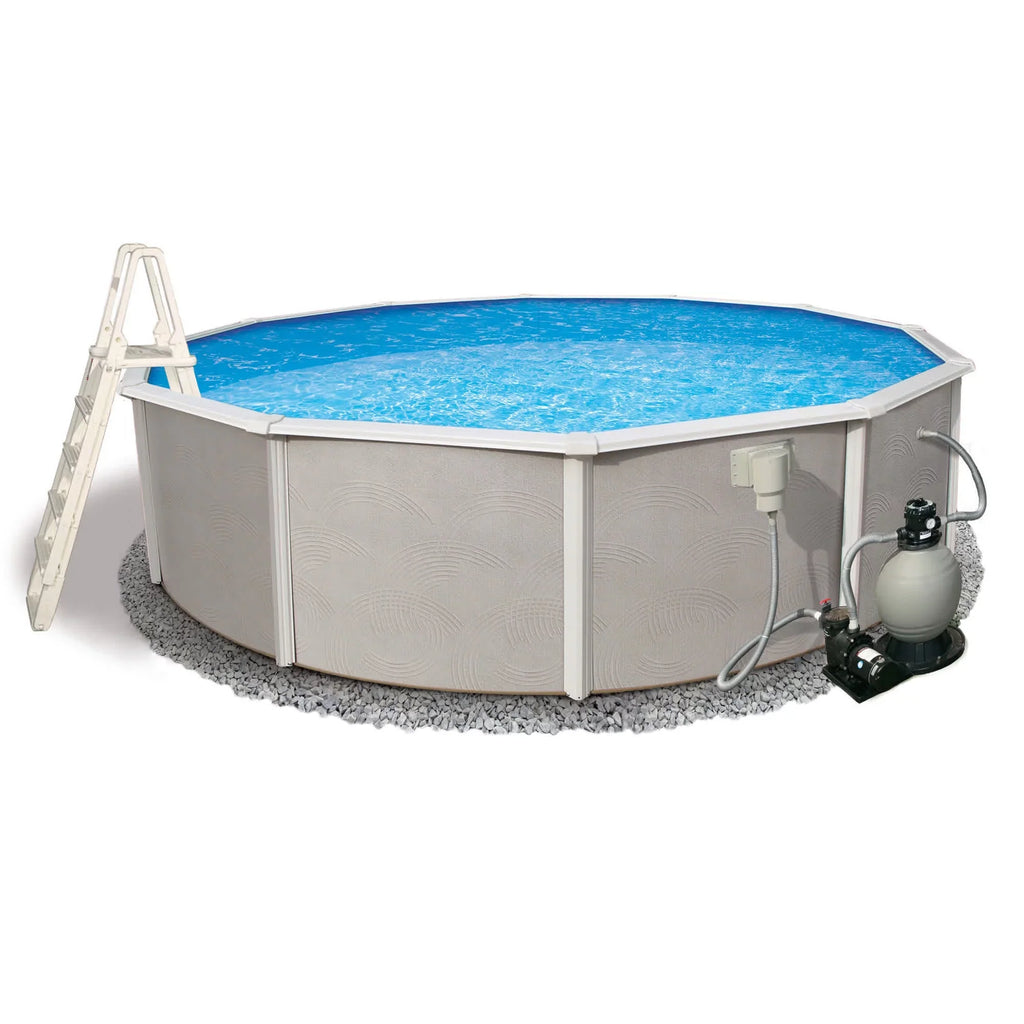 Swimming Wall 52-in Belize Deep Round Package Top Metal 27-ft Rail Pool 6-in