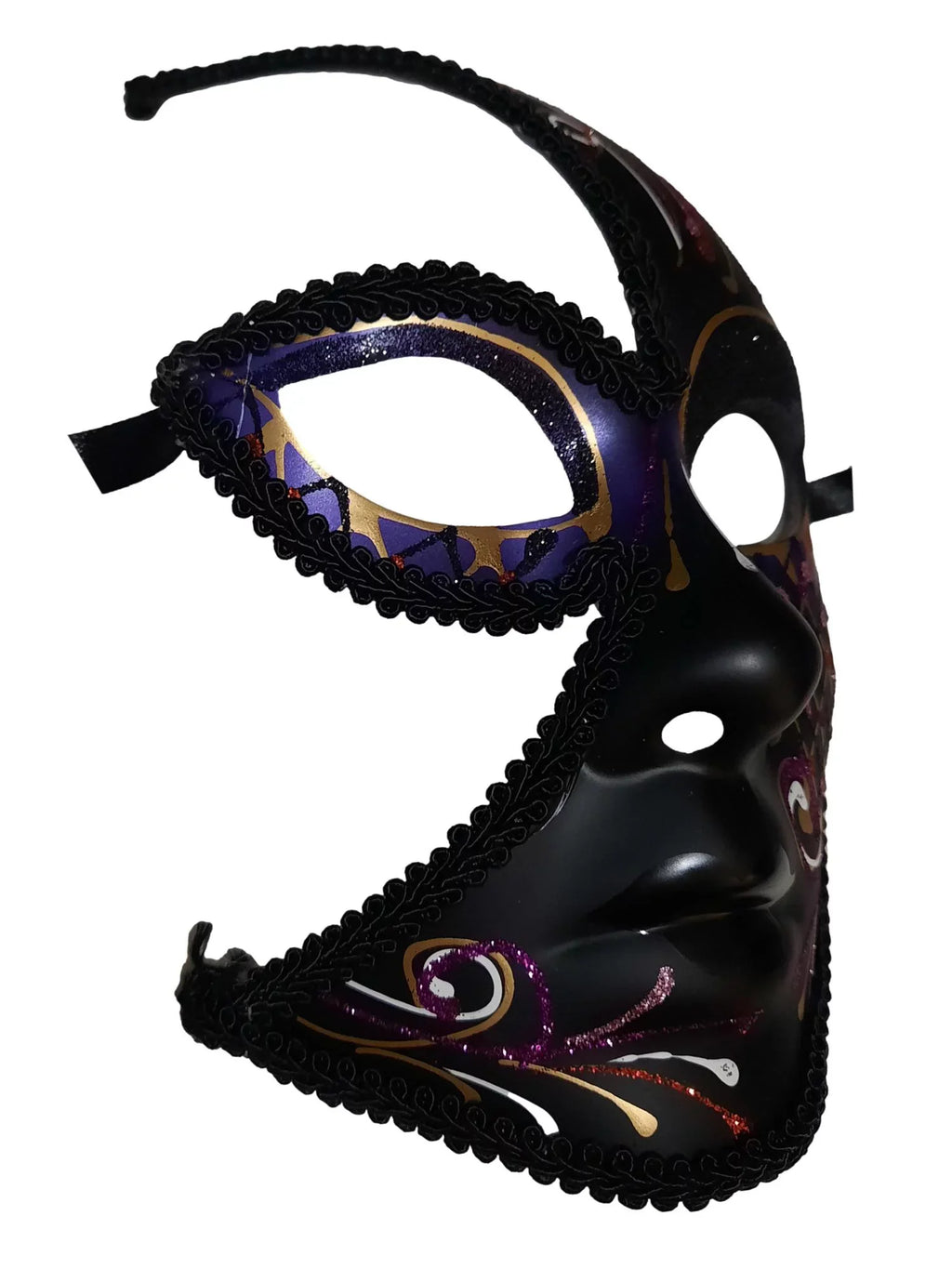 Masquerade Black Out Fancy Mask Full Red Cut