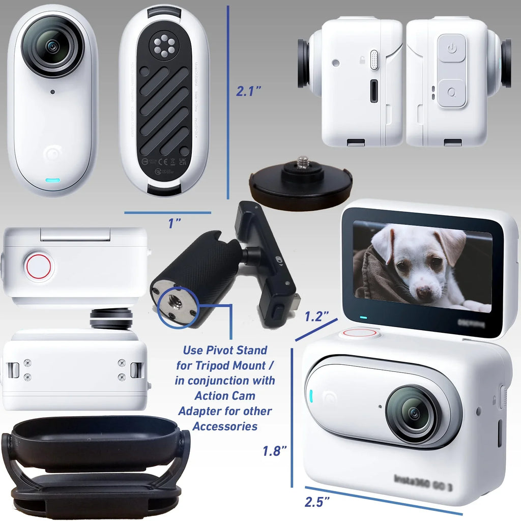 Screw GO Cam Includes: 3 Mounts, (25pc Metal Mini More Bundle Adapter Advanced Bundle) 1/4” Insta360 (128GB) Ultimaxx Action Camera Action - & for Dolly