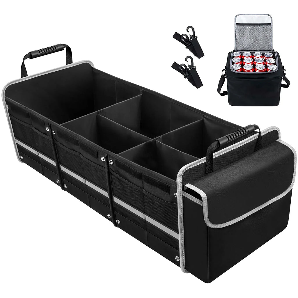 Insulated Truck SUV Box 1 Storage Multi Storage Cooler with Compartment Trunk Collapsible Car in Trunk Leakproof Car Organizer, for 4 Bag