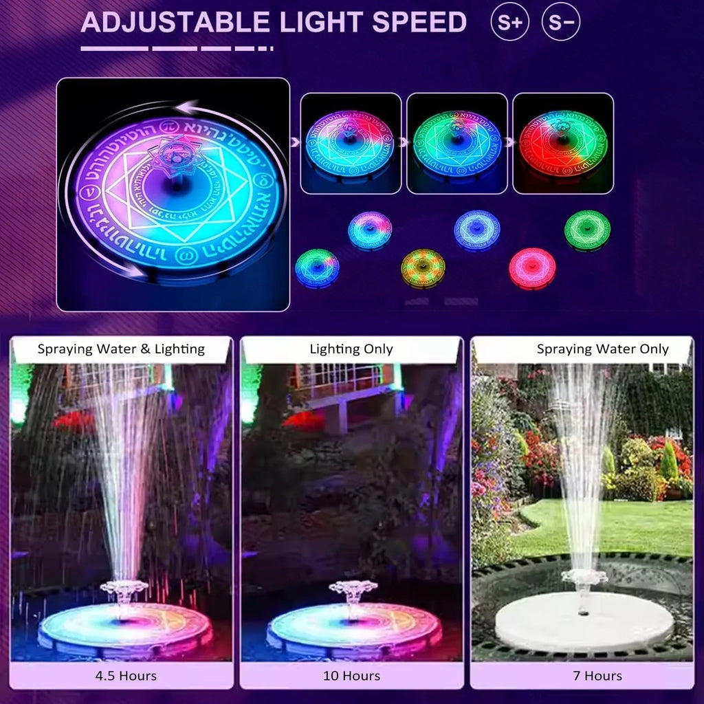 Fountain Decor Garden Pond with Solar Outdoor Light, Walmeck Control Remote LED, Bath Decoration