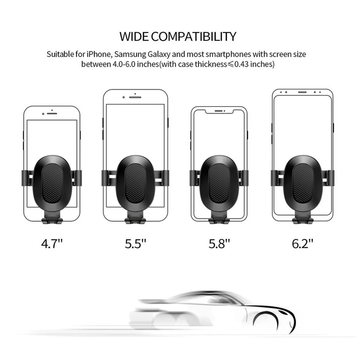 Motorola Cradle Black 6, Air 6T Holder G4 - Moto Plus Y4G 8 5, G6 Auto Gravity Play, PLUS E5 - OnePlus E4 With Mount Car 2 with 5T, Vent Compatible Lock Play Nokia Maxx Dock Droid